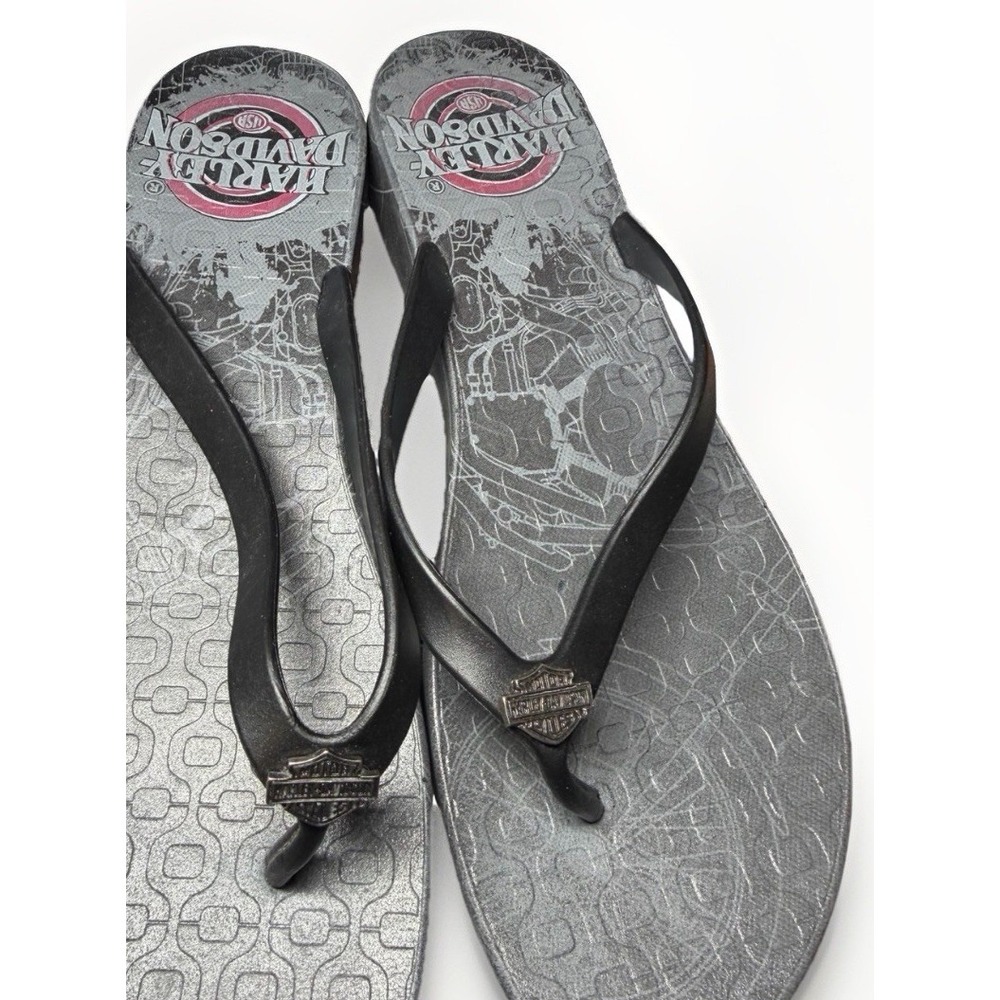 Harley Davidson Women's Sz 9 Black  Flip-Flop Sandals
